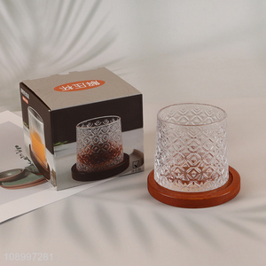 Online Wholesale Spinning Whiskey Glasses Scotch Glasses with Wooden Coaster