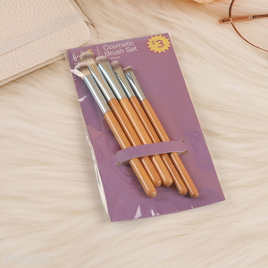 Yiwu market wooden handle ladies eye cosmetic brush set