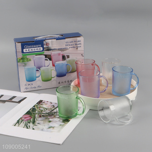 Popular products multicolor 5pcs glass water cup drinking cup with handle