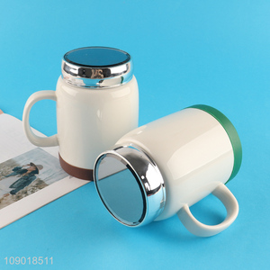 Factory Price 500ml Ceramic Coffee Mug Tea Cup with Handle & Lid