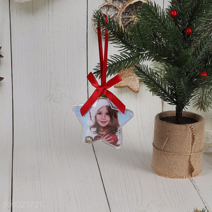 Top selling star shape mini photo frame hanging ornaments for Christmas decoration