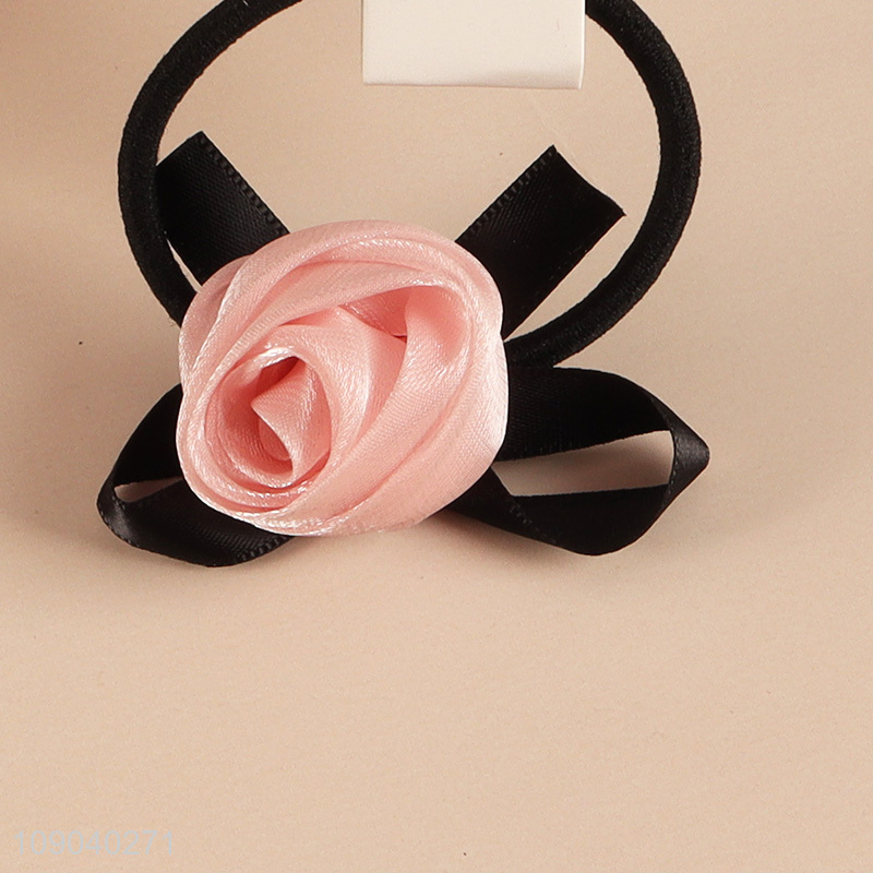 Hot Sale Rose Flower Scrunchies Hair Ties Elegant Ponytail Holders