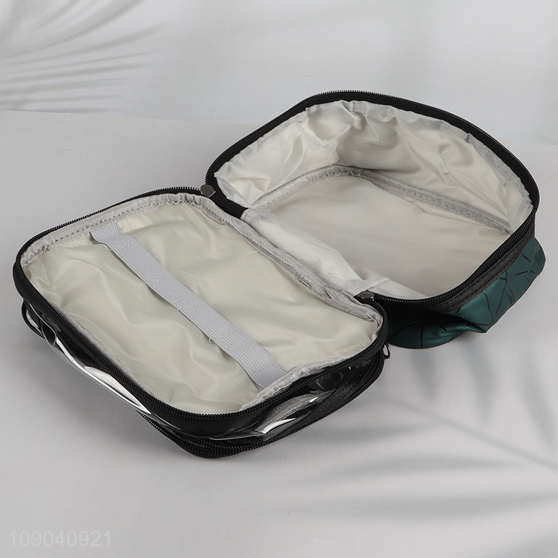 High Quality Portable PVC and PU Leather Travel Cosmetic Toiletry Bag