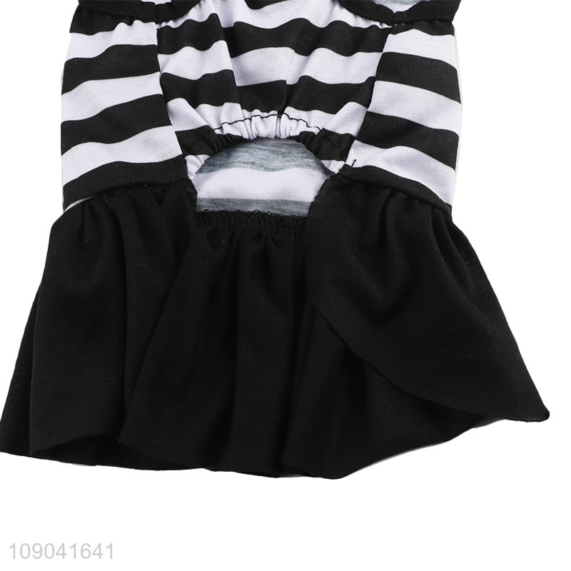 Popualr Product Female Dog Dress Striped Print On-Piece Dress