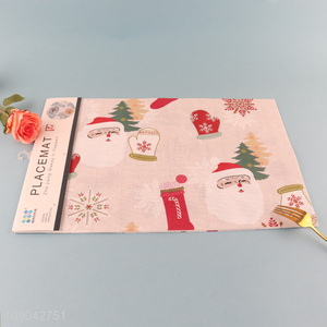 Latest design Santa Claus pattern rectangle pvc place mat dinner mat for tabletop decoration