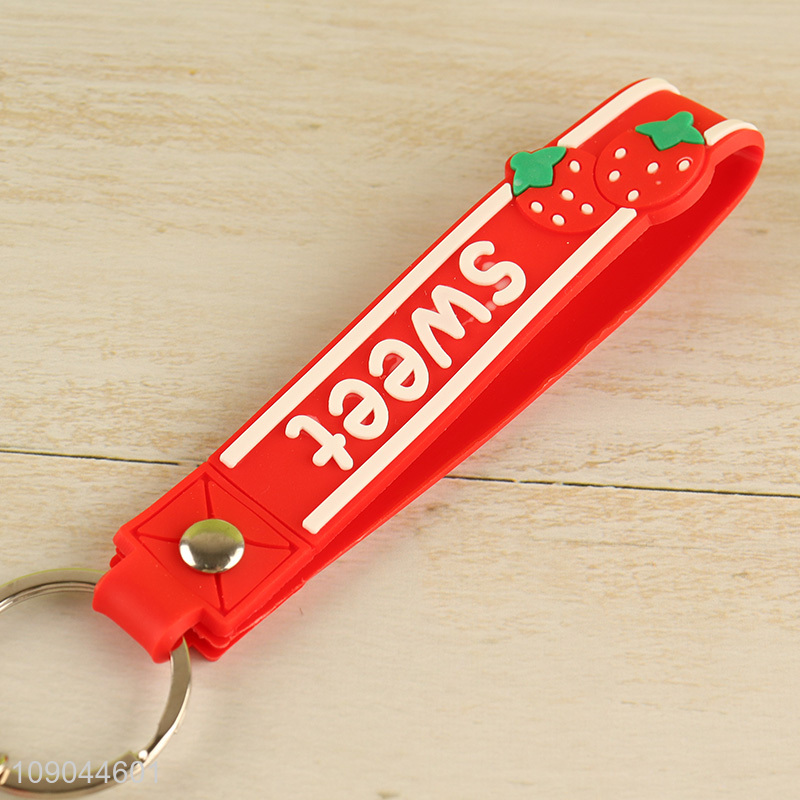 Hot products cute tomato shape pendant silicone kids adult keychain for gifts