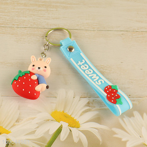 Online wholesale cartoon rabbit pendant silicone kids cute keychain