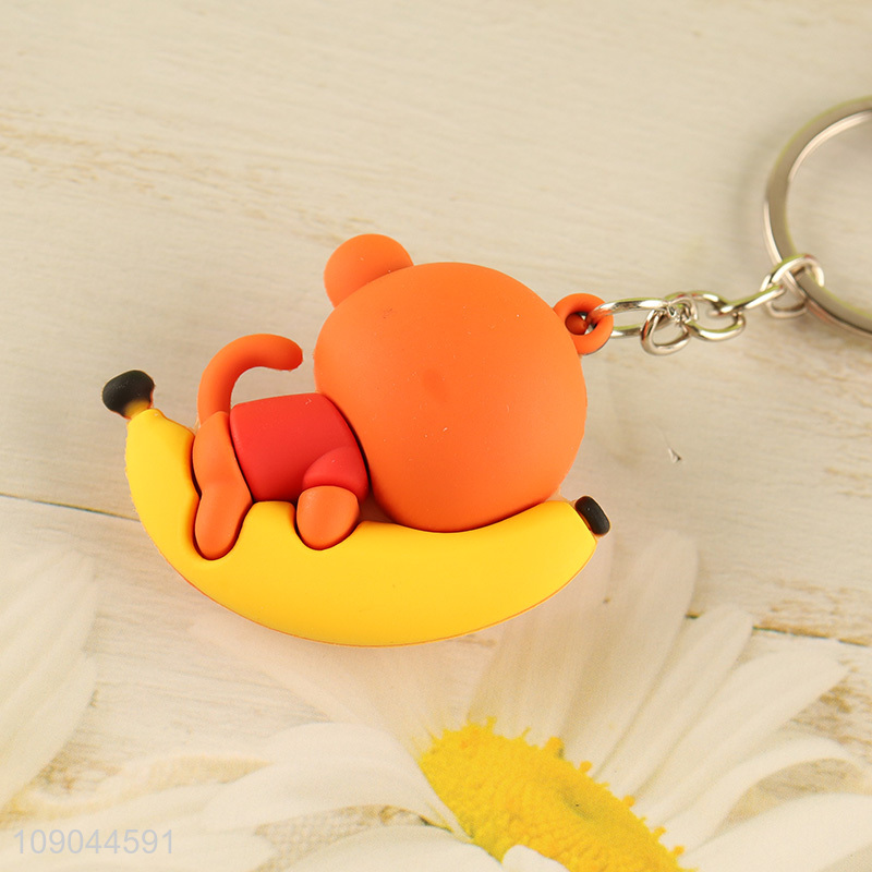 Low price cartoon animal monkey pendant silicone keychain for gifts