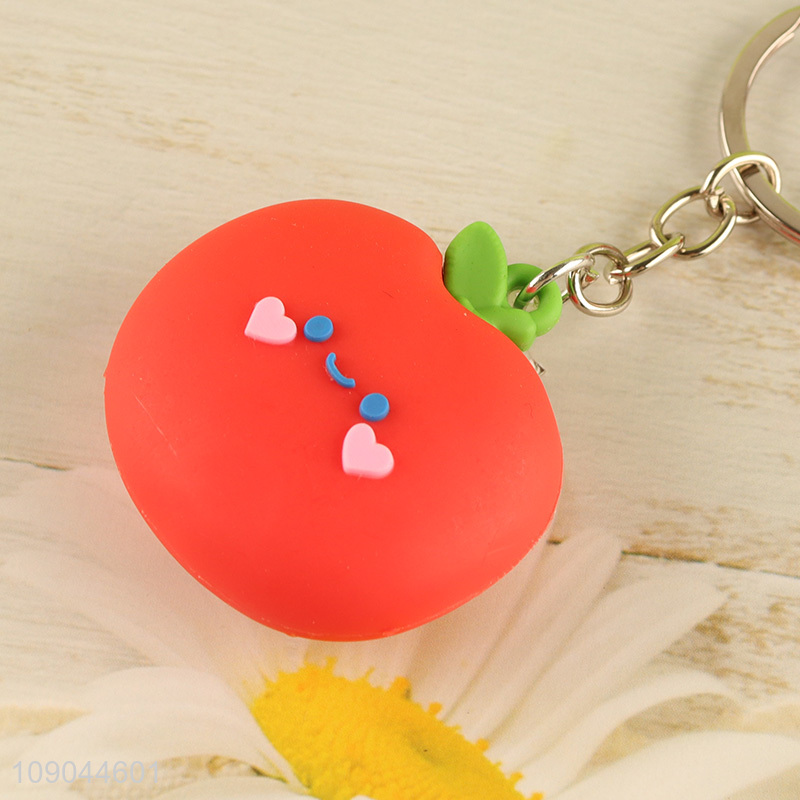 Hot products cute tomato shape pendant silicone kids adult keychain for gifts