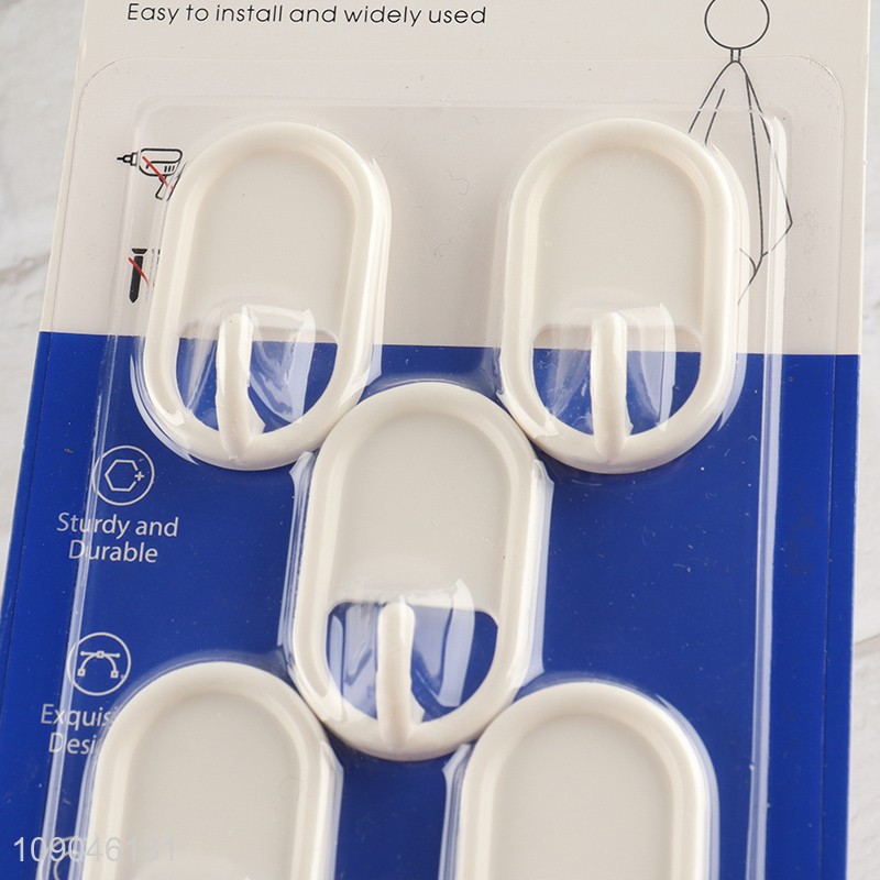 China products 5pcs white bathroom kitchen sticky hooks for household