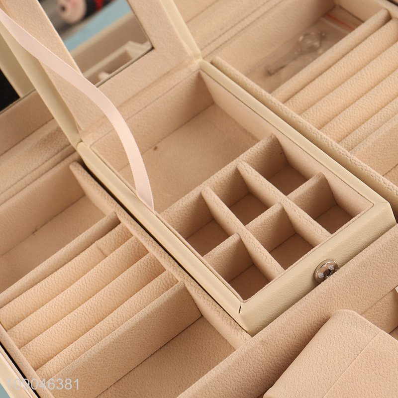 Yiwu market desktop organizer pu leather jewelry storage case