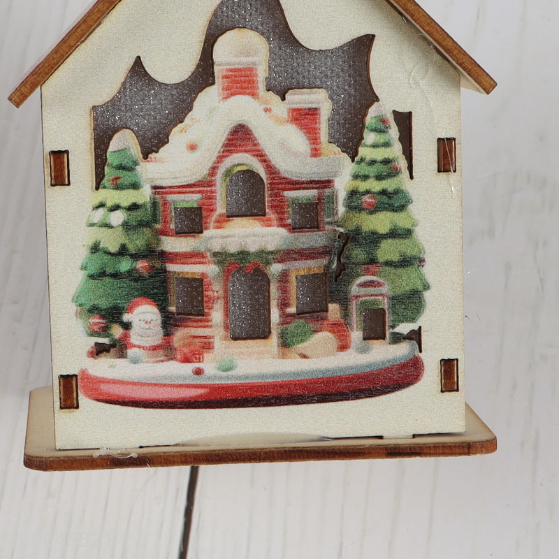 New Arrival LED Christmas Wooden House Decoration Xmas Tree Hanging Ornaments