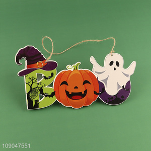 Low price wooden Halloween hanging ornaments pumpkin wall sign for sale