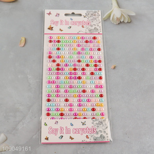 China factory colorful diy pearl rhinestone sticker decorative sticker