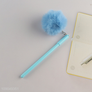 Low price school office stationery writing pen ballpoint pen with plush ball