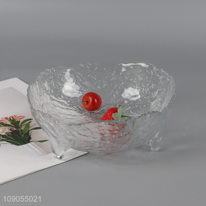 Latest design home restaurant irregular transparent glass salad bowl fruit bowl