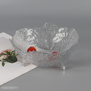 Top selling clear glass flower shape fruits bowl salad bowl wholesale