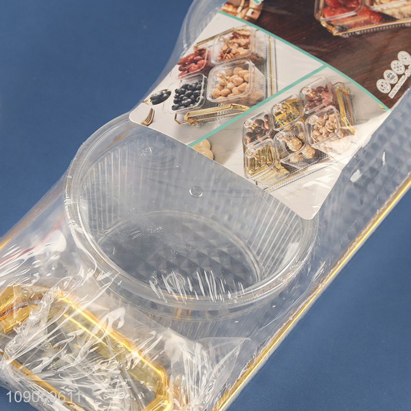 Promotional Clear Plastic Serving Tray with 3 Snacks Cotainers