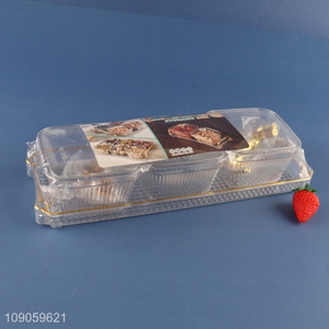 New Product Clear Plastic Serving Platter with 3 Snacks Organizers