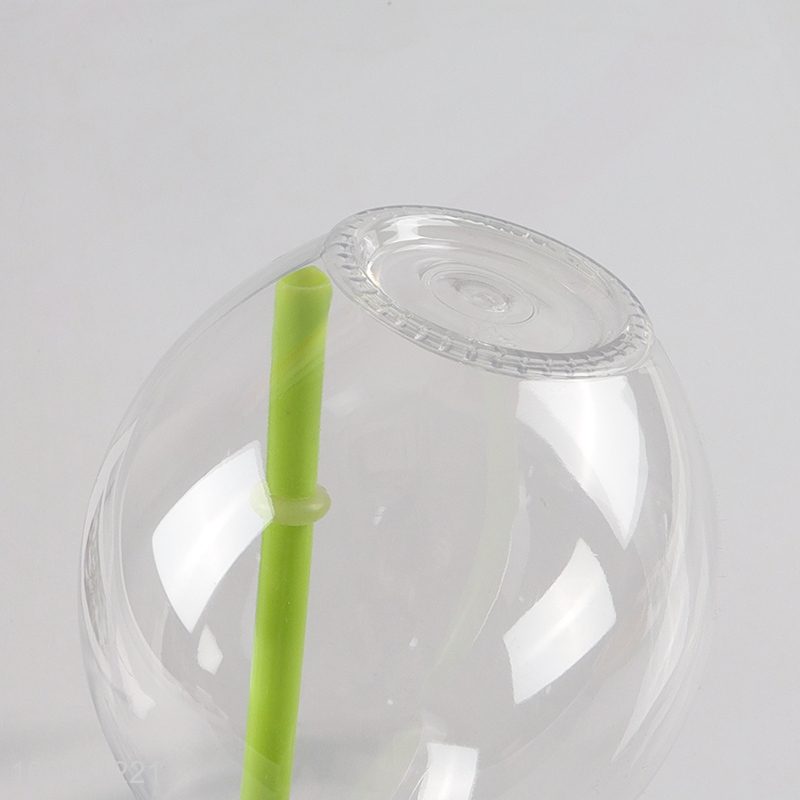 Yiwu market clear bulb shape plastic straw cup juice cup water cup