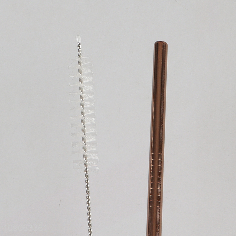 Factory Price 6 Pack Stainless Steel Straws Straight Straws with 1 Straw Brush