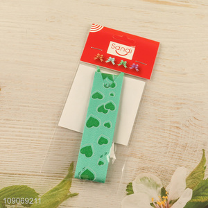 Top quality green heart printed bow pull <em>ribbon</em> for gifts wrapping