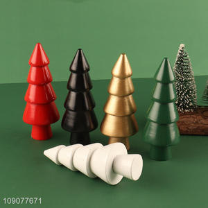Online wholesale multicolor wooden xmas tree ornament for desktop decoration