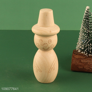 Top quality snowman shape diy wooden figure peg dolls for sale