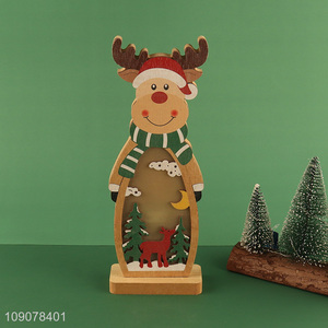Yiwu market reindeer shape led lights wooden ornament for home decor
