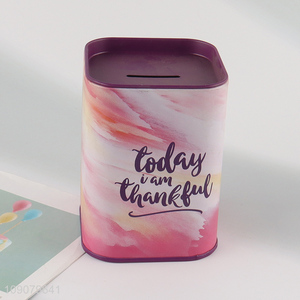 Good selling square tinplate kids <em>money</em> <em>box</em> coin bank wholesale
