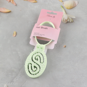 New arrival portable wide teeth hair comb hair <em>brush</em> with <em>makeup</em> mirror
