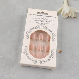New products pink natural <em>fake</em> <em>nail</em> press-on <em>nail</em> set for sale