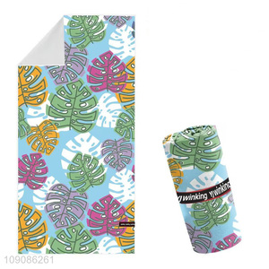 China wholesale leaves pattern quick dry <em>bath</em> <em>towel</em> beach <em>towel</em>
