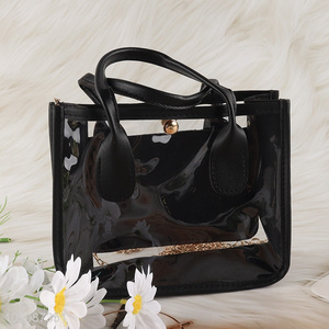 New arrival black fashionable waterproof pu ladies handbag for sale