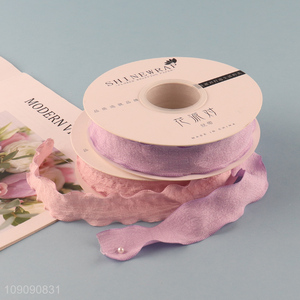 Wholesale 2.5cm*10 Yards Double-Faced Wrinkled <em>Ribbon</em> Bouquet Gift Wrapping <em>Ribbon</em>