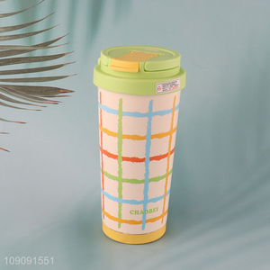 Wholesale Colorful Plaid Stainless Steel Insulated Coffee Cup with Straw & Tea Infuser