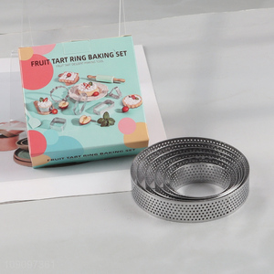 Good sale 6pcs round stainless steel fruit tart ring baking set