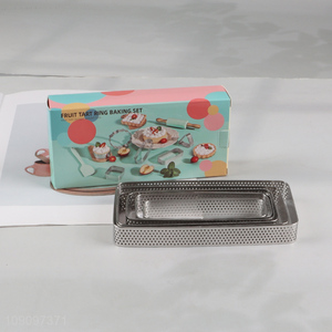 Best sale rectangle stainless steel fruit tart ring baking set