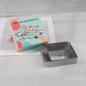 Good price square 6pcs fruit tart ring baking set baking  tool set