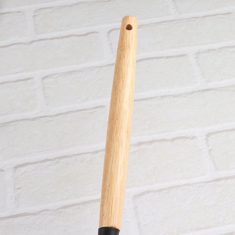 Hot selling black silicone cooking spatula with wooden handle