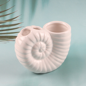 Low price shell shape bathroom accessories ceramic <em>toothbrush</em> <em>holder</em>