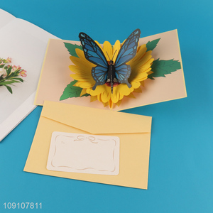 High Quality 3D Greeting Card Butterfly and Sunflower Pop Up Card