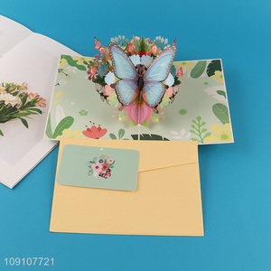 High Quality 3D Greeting Card Butterfly And Flower Pop Up Card