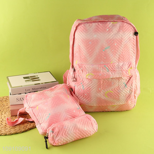 China factory 3pcs pink students school bag <em>pencil</em> bag shoulder bag set
