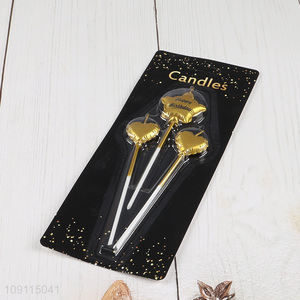 Hot Selling 3 Pieces Balloon Shape Metallic <em>Birthday</em> <em>Candles</em> Cake Topper Decor