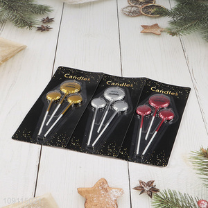 Factory Price 3 Pieces Balloon Shape Metallic <em>Birthday</em> <em>Candles</em> Cake <em>Candles</em>