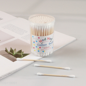 China Product 100 Pieces Cotton Swabs Natural Cotton Buds with <em>Bamboo</em> <em>Stick</em>