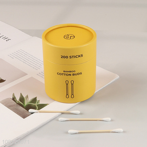 New Arrival 200 Pieces Cotton Swabs Natural Cotton Buds with <em>Bamboo</em> <em>Stick</em>