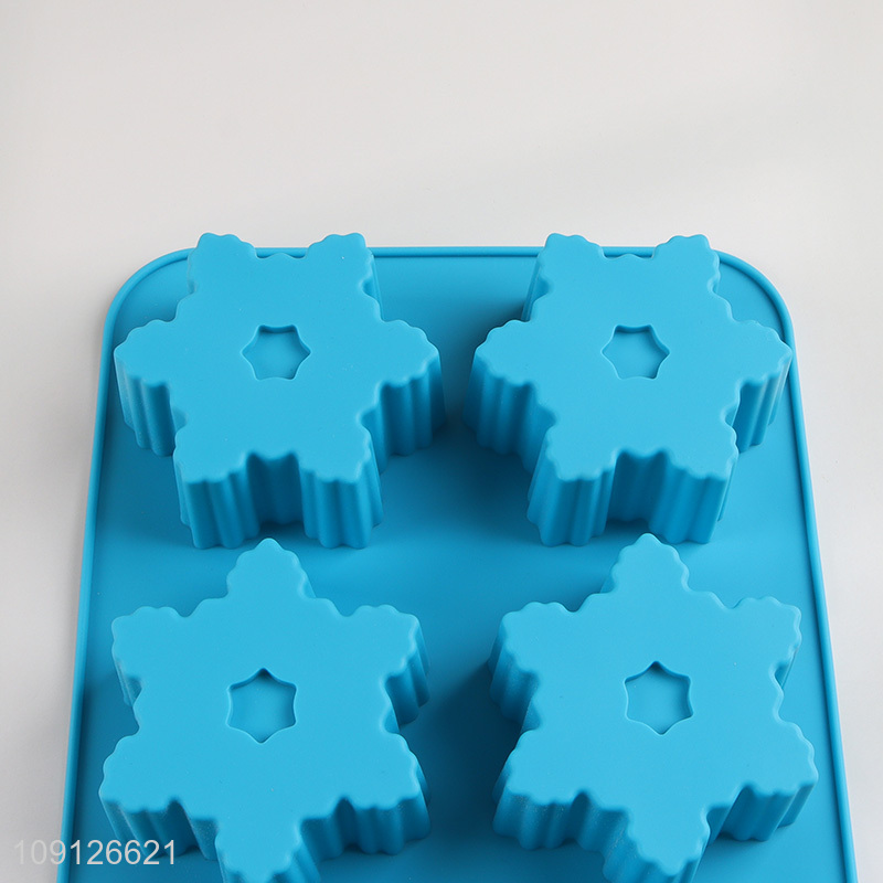 Hot Selling 6-Cavity Snowflake Silicone Molds for Chocolate Candy Jello