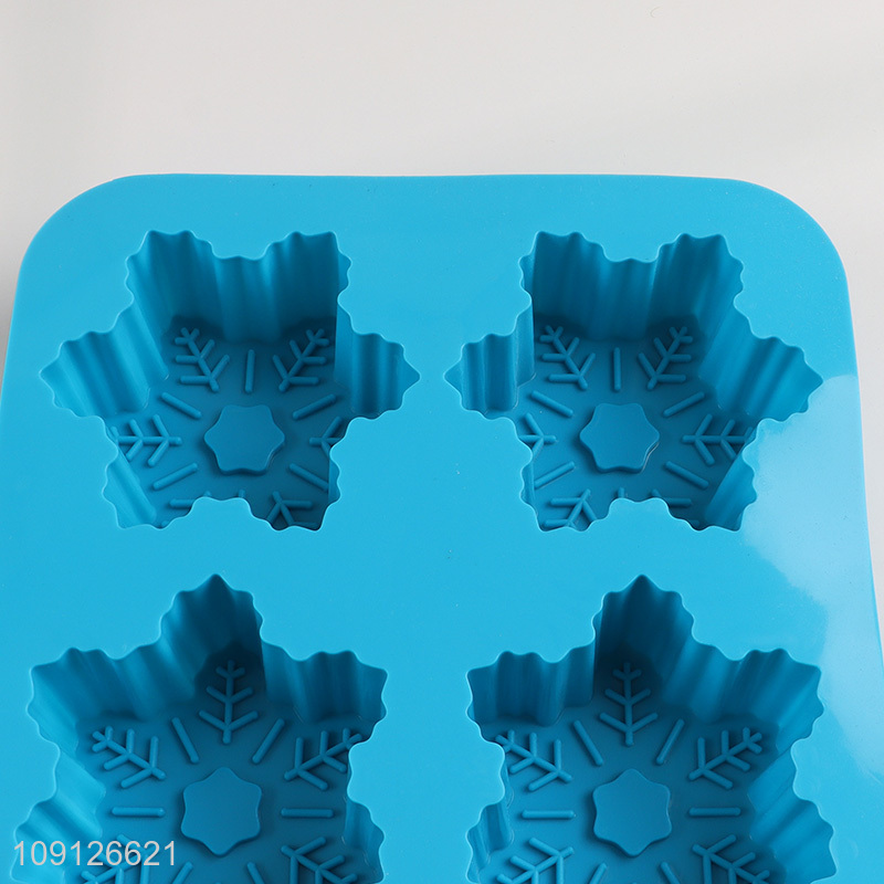 Hot Selling 6-Cavity Snowflake Silicone Molds for Chocolate Candy Jello